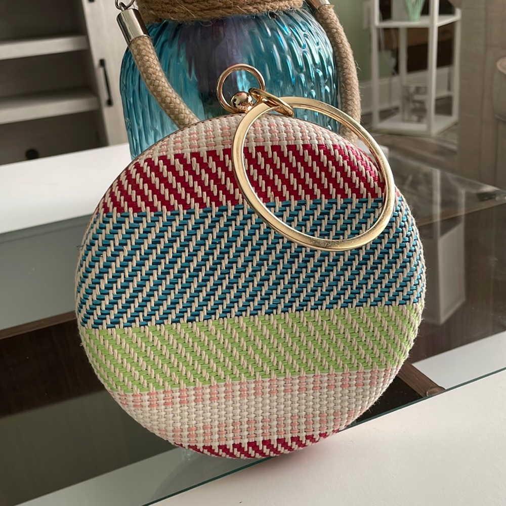 Multi colored clutch bag